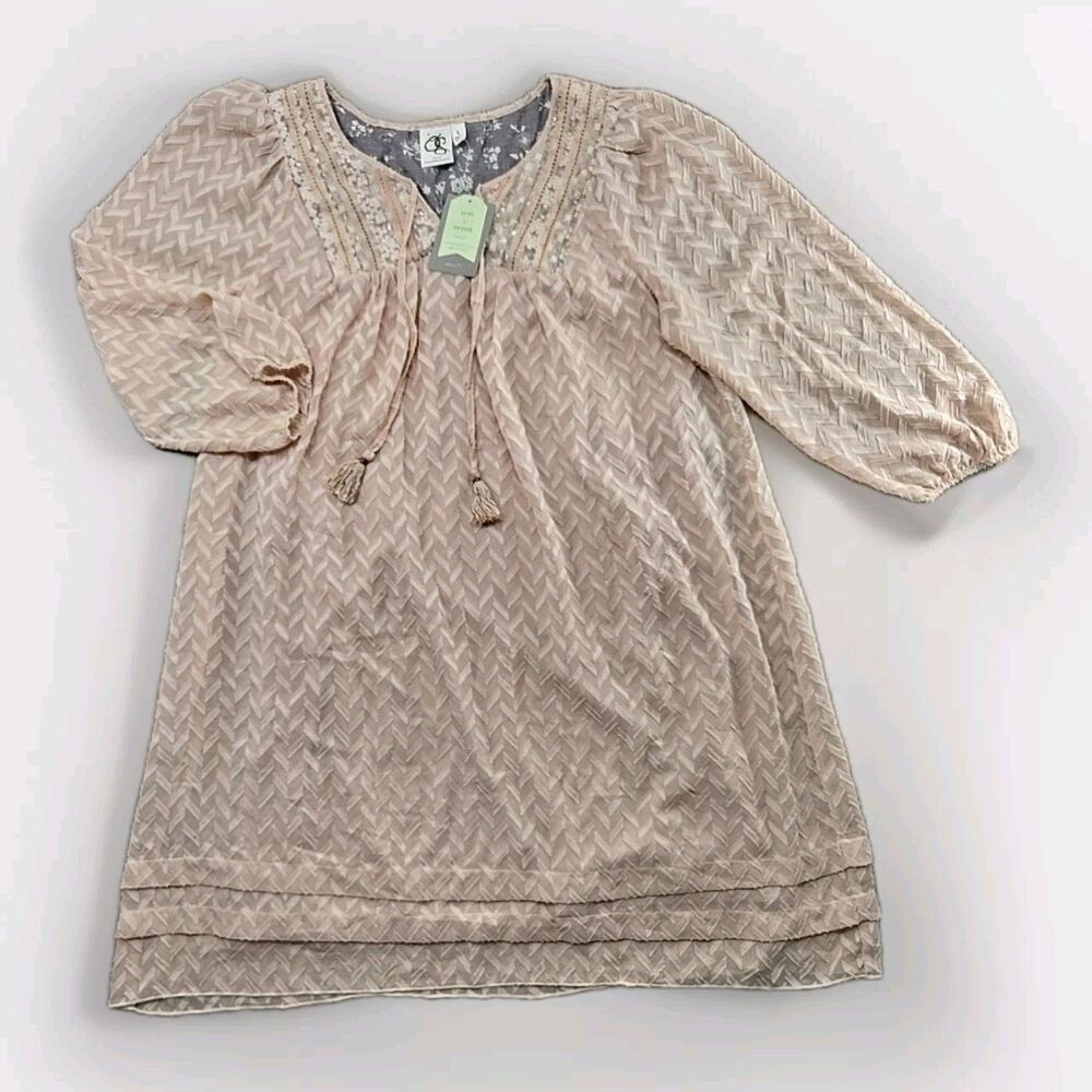 NEW - One September Anthropologie Dusty Pink Tunic Dress Lined Long Sleeve - L